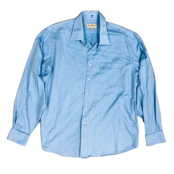 Tommy Bahama Shirt Blue Button Up Long Sleeve Men’s Sz 16.5 (XL) - Picture 1 of 9